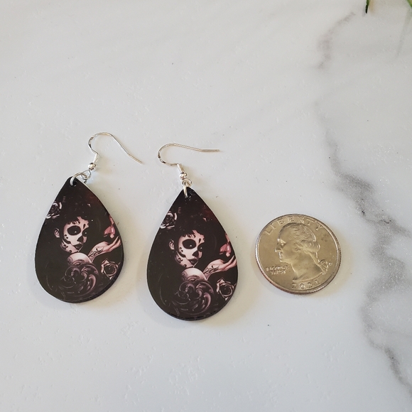 Day of the Dead Teardrop Earrings - Picture 5 of 15